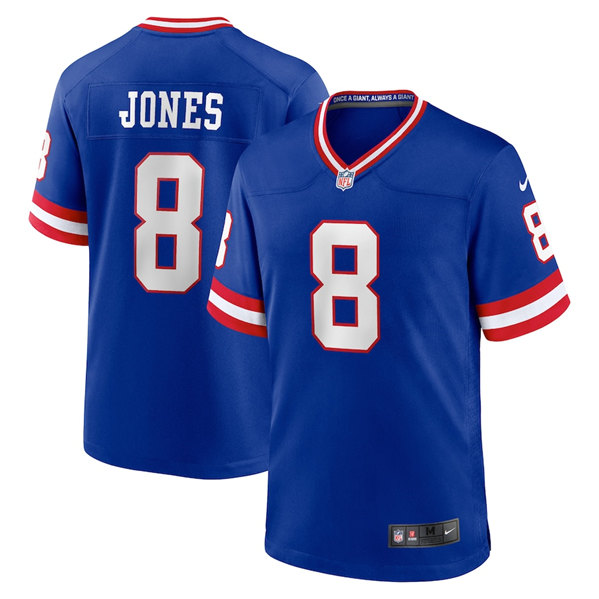 Men's New York Giants #8 Daniel Jones Royal Classic Retired Player Stitched Game Jersey Men's New York Giants #8 Daniel Jones Royal Classic Retired Player Stitched Game Jersey